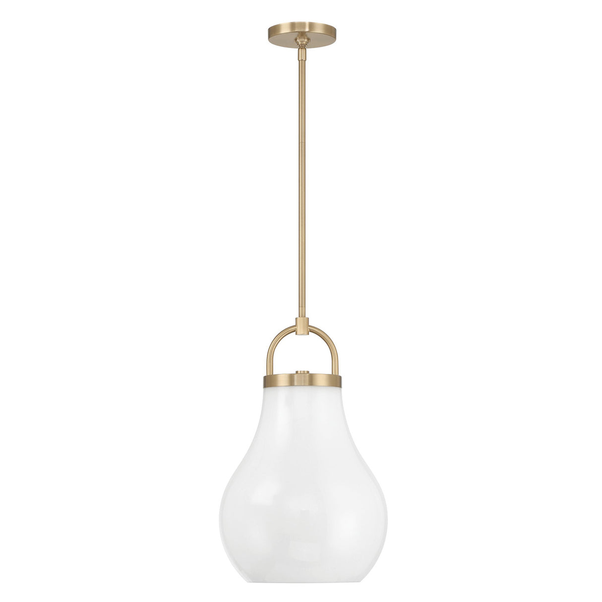 Naya Medium Pendant 12", Satin Brass and Opal Glass