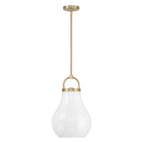 Naya Medium Pendant 12", Satin Brass and Opal Glass