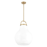 Naya Large Pendant 18", Satin Brass and Opal Glass