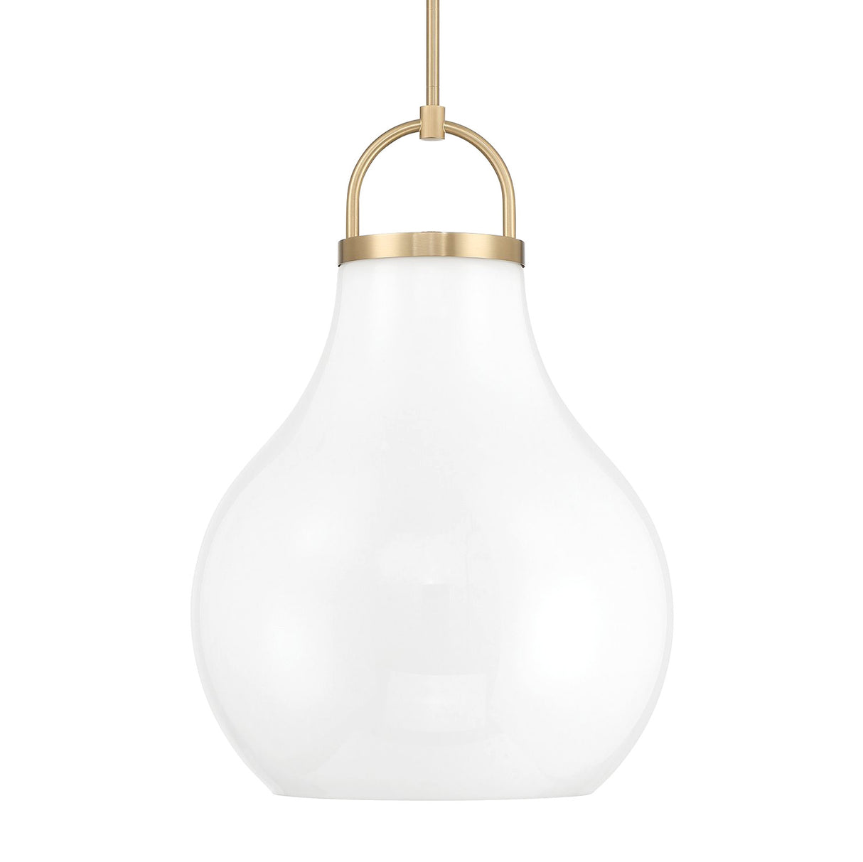 Naya Large Pendant 18", Satin Brass and Opal Glass