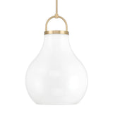 Naya Large Pendant 18", Satin Brass and Opal Glass