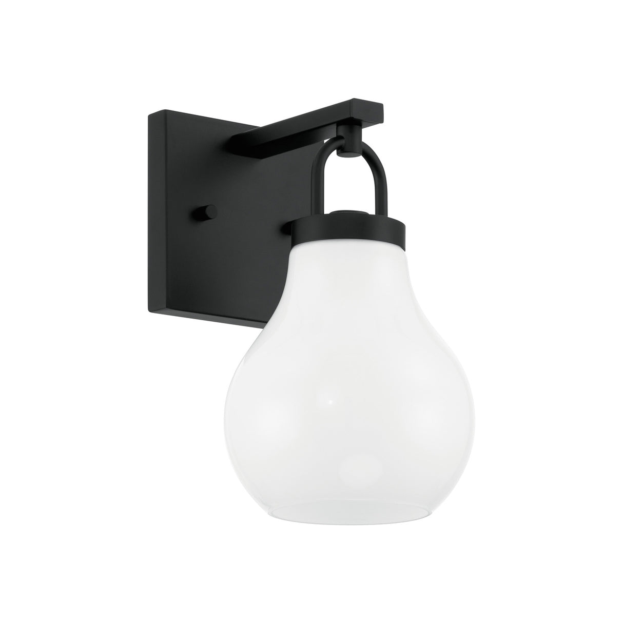 Naya Vanity Wall Sconce, Matte Black and Opal Glass