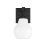 Naya Vanity Wall Sconce, Matte Black and Opal Glass