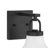 Naya Vanity Wall Sconce, Matte Black and Opal Glass