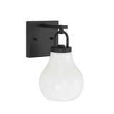 Naya Vanity Wall Sconce, Matte Black and Opal Glass