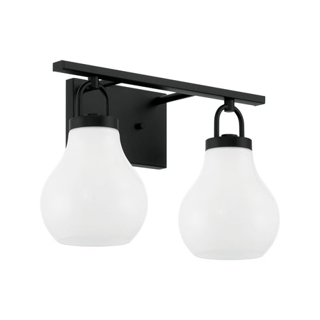 Naya 2 Light Vanity 16", Matte Black and Opal Glass