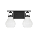 Naya 2 Light Vanity 16", Matte Black and Opal Glass