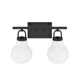 Naya 2 Light Vanity 16", Matte Black and Opal Glass