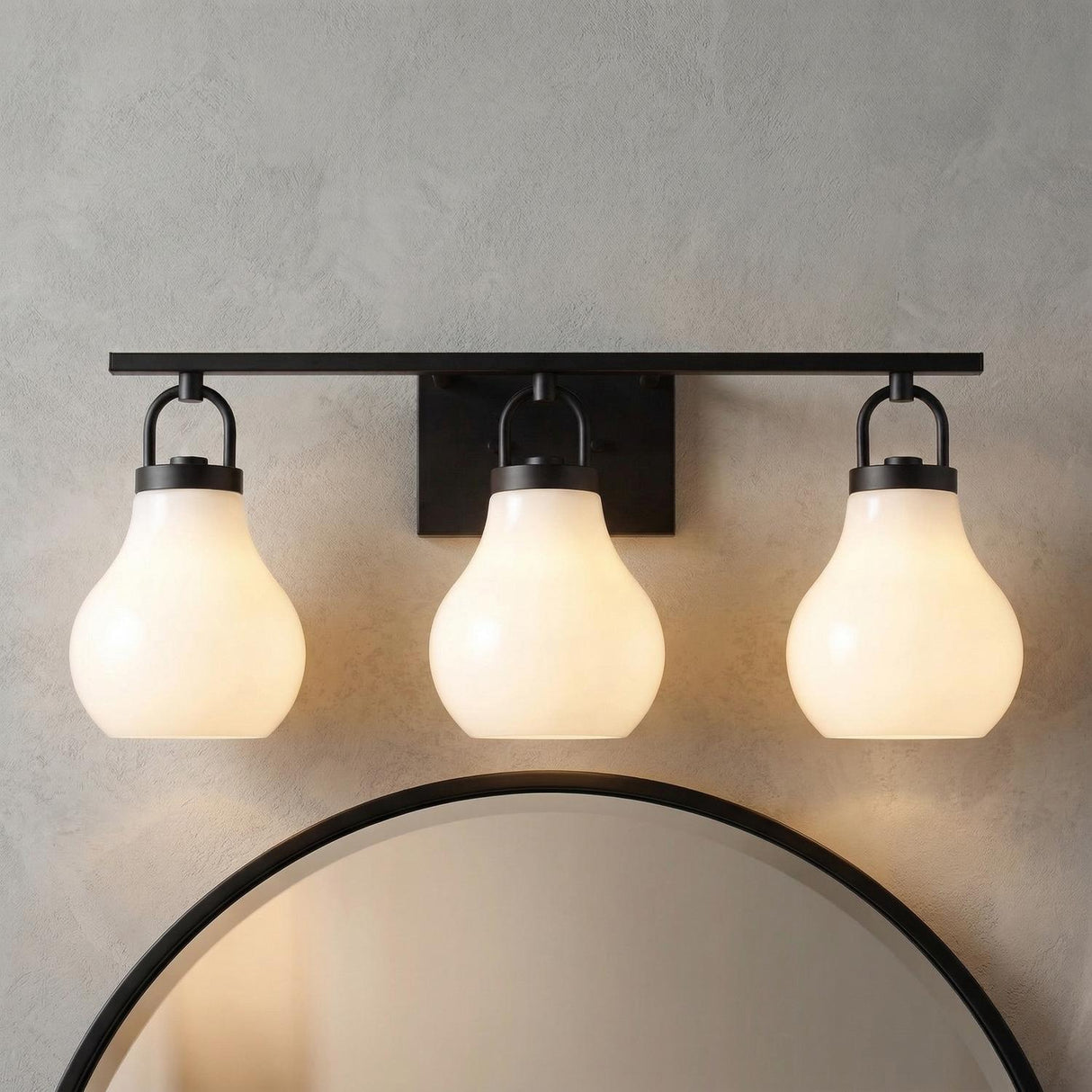 Naya 3 Light Vanity 24", Matte Black and Opal Glass