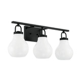 Naya 3 Light Vanity 24", Matte Black and Opal Glass