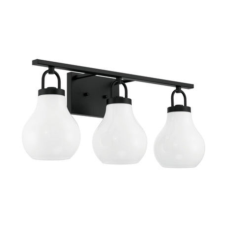 Naya 3 Light Vanity 24", Matte Black and Opal Glass