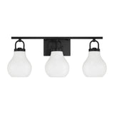 Naya 3 Light Vanity 24", Matte Black and Opal Glass
