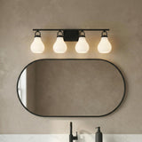 Naya 4 Light Vanity 34", Matte Black and Opal Glass