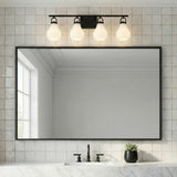 Naya 4 Light Vanity 34", Matte Black and Opal Glass