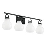 Naya 4 Light Vanity 34", Matte Black and Opal Glass