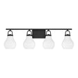 Naya 4 Light Vanity 34", Matte Black and Opal Glass