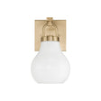 Naya Vanity Wall Sconce, Satin Brass and Opal Glass
