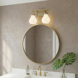 Naya 2 Light Vanity 16", Satin Brass and Opal Glass