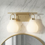 Naya 2 Light Vanity 16", Satin Brass and Opal Glass