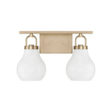Naya 2 Light Vanity 16", Satin Brass and Opal Glass