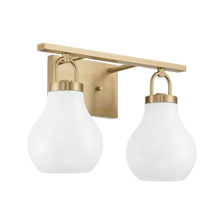 Naya 2 Light Vanity 16", Satin Brass and Opal Glass