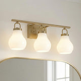 Naya 3 Light Vanity 24", Satin Brass and Opal Glass