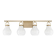 Naya 4 Light Vanity 34", Satin Brass and Opal Glass