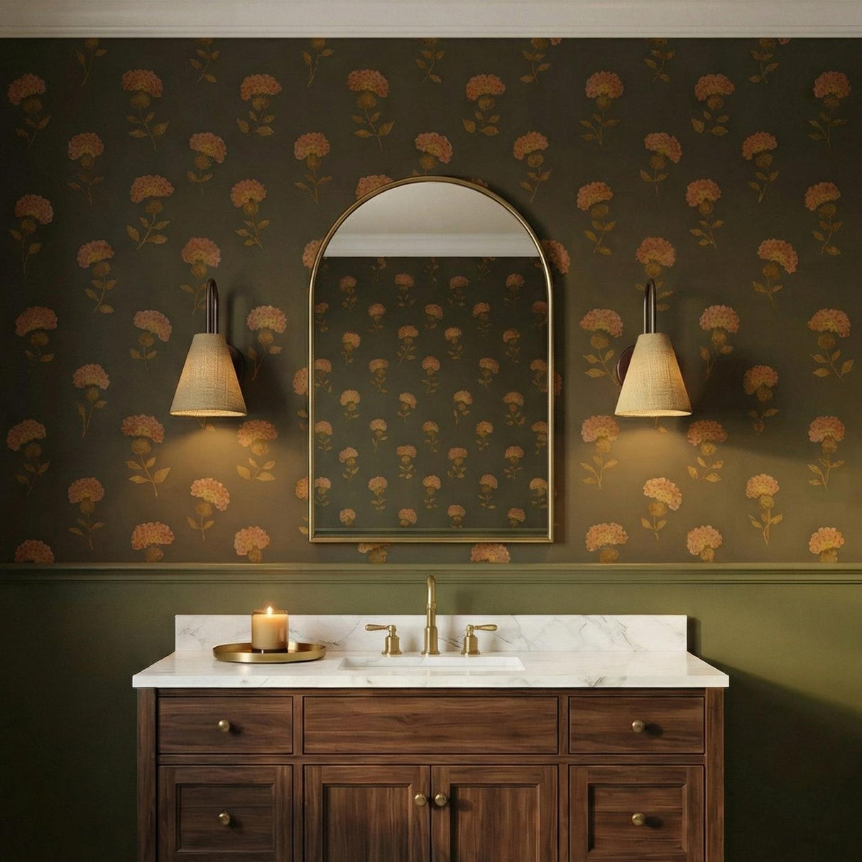 Aldara Wall Sconce 12", Bronze Leaf with Woven Shade