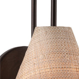 Aldara Wall Sconce 12", Bronze Leaf with Woven Shade