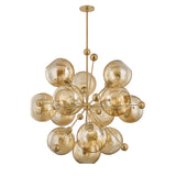 Bianca Extra Large Chandelier 46", Patina Brass and Topaz Glass
