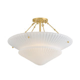 Caspian Semi-Flush 20", Aged Brass and Reeded Opal Glass