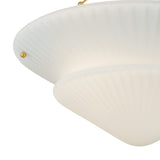 Caspian Semi-Flush 20", Aged Brass and Reeded Opal Glass