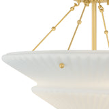 Caspian Semi-Flush 20", Aged Brass and Reeded Opal Glass