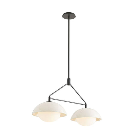 Hanley 2 Light Linear Pendant 32", Black and Ivory Crackle Ceramic