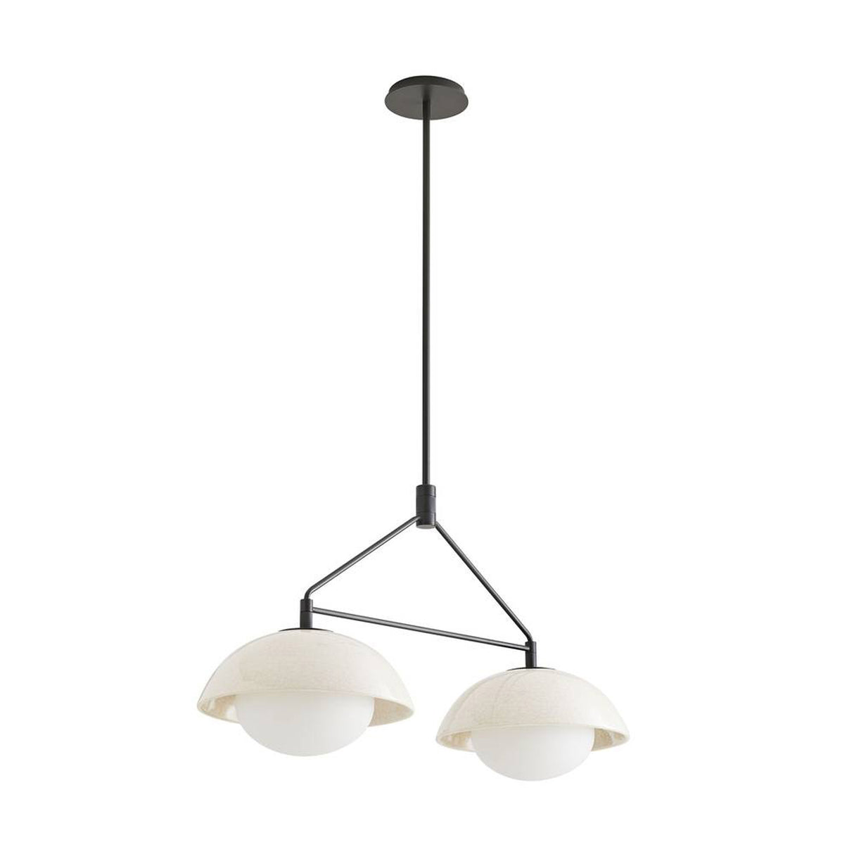 Hanley 2 Light Linear Pendant 32", Black and Ivory Crackle Ceramic