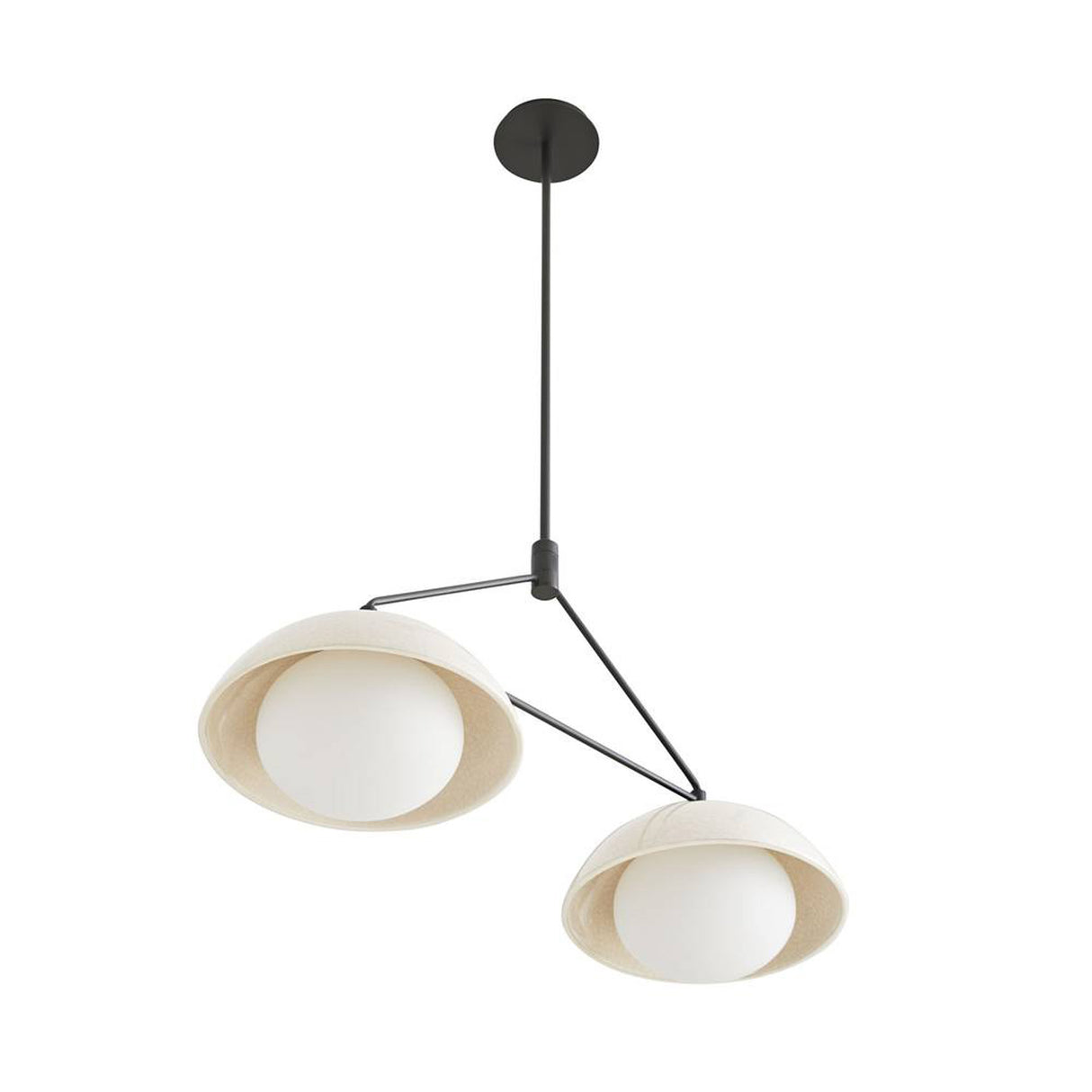 Hanley 2 Light Linear Pendant 32", Black and Ivory Crackle Ceramic