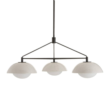 Hanley 3 Light Chandelier 38", Black with Ivory Crackle Ceramic