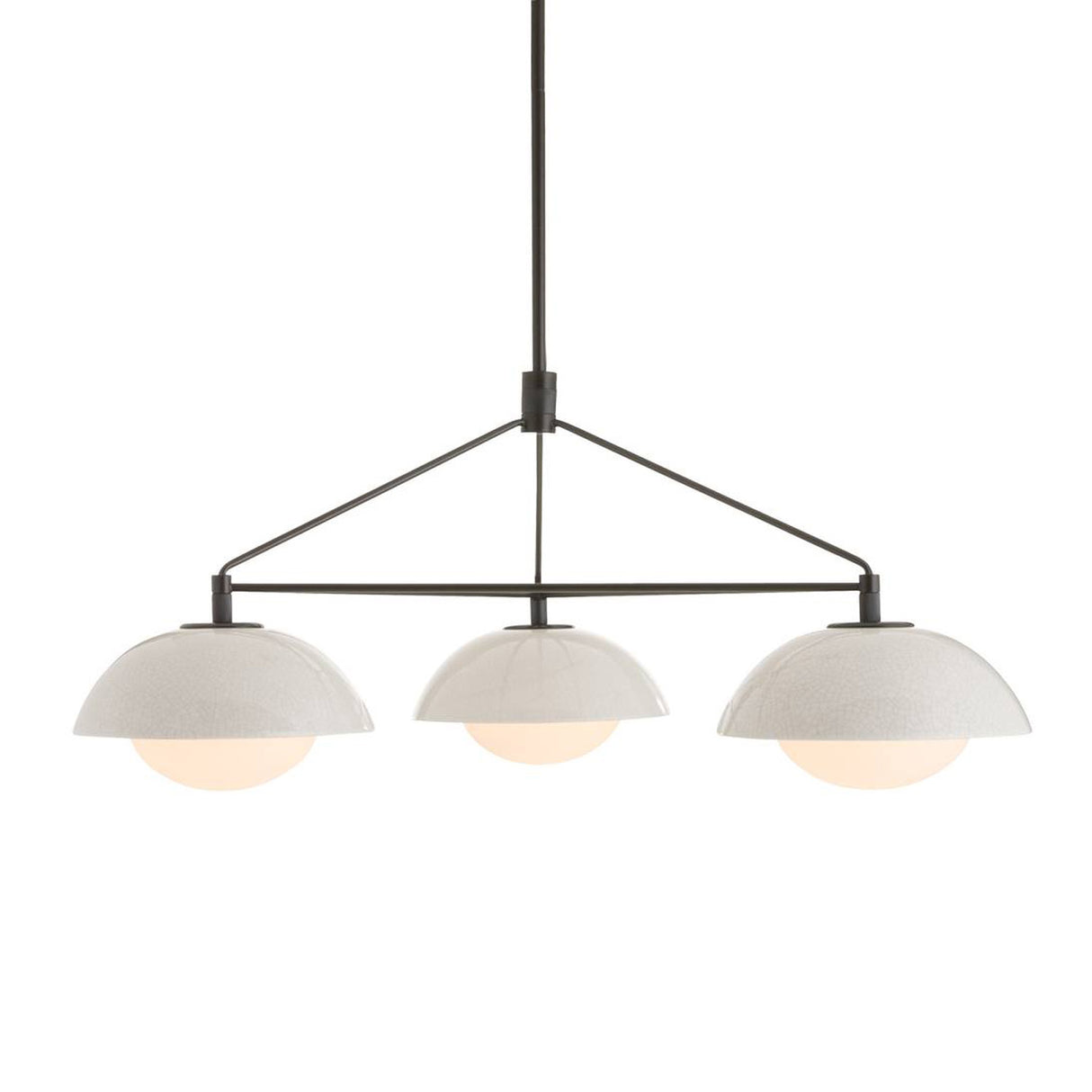 Hanley 3 Light Chandelier 38", Black with Ivory Crackle Ceramic