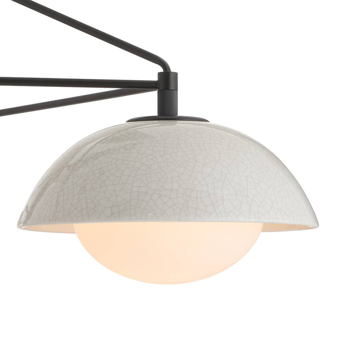 Hanley 3 Light Chandelier 38", Black with Ivory Crackle Ceramic