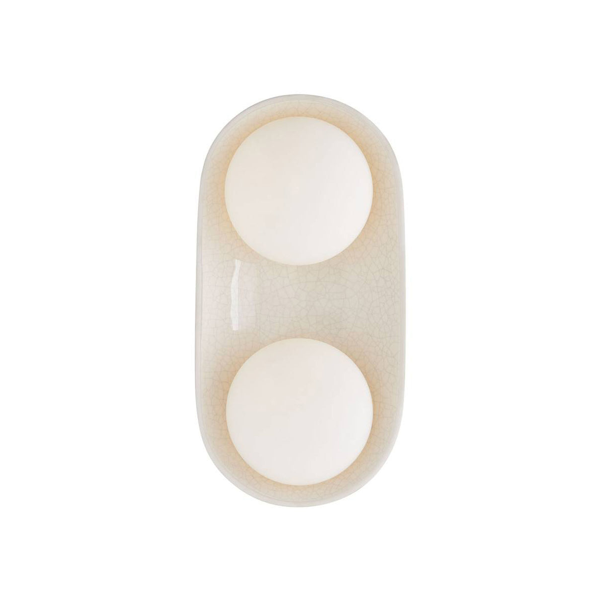 Hanley Double Wall Sconce 16", Ivory Crackle Ceramic with Black Accents