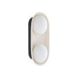 Hanley Double Wall Sconce 16", Ivory Crackle Ceramic with Black Accents