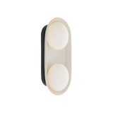 Hanley Double Wall Sconce 16", Ivory Crackle Ceramic with Black Accents
