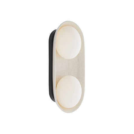 Hanley Double Wall Sconce 16", Ivory Crackle Ceramic with Black Accents
