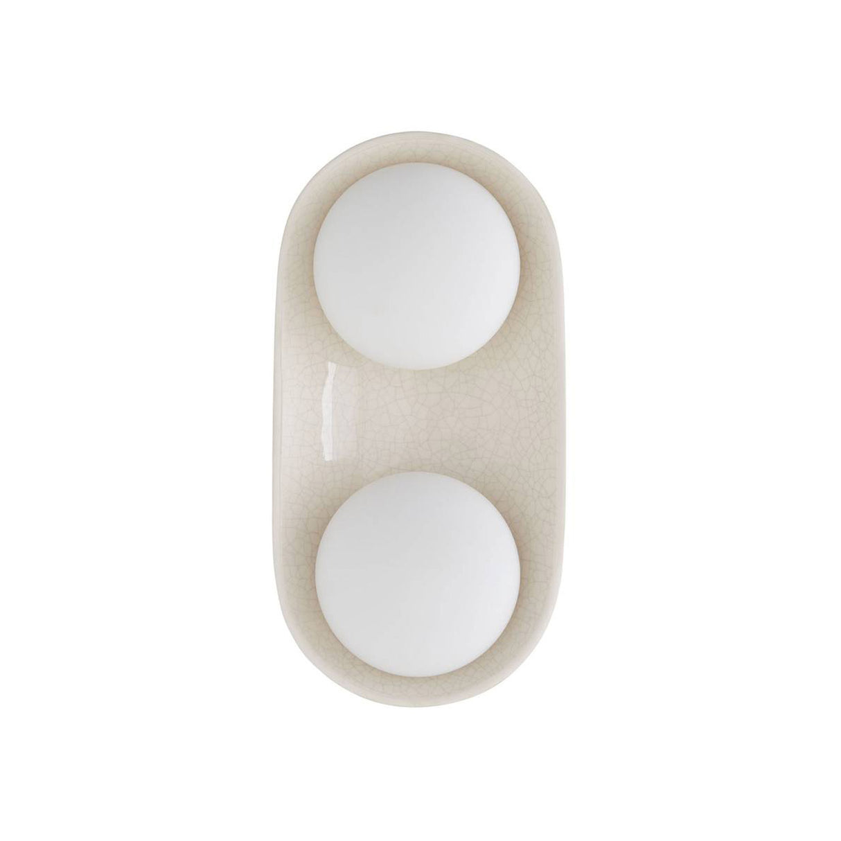 Hanley Double Wall Sconce 16", Ivory Crackle Ceramic with Black Accents