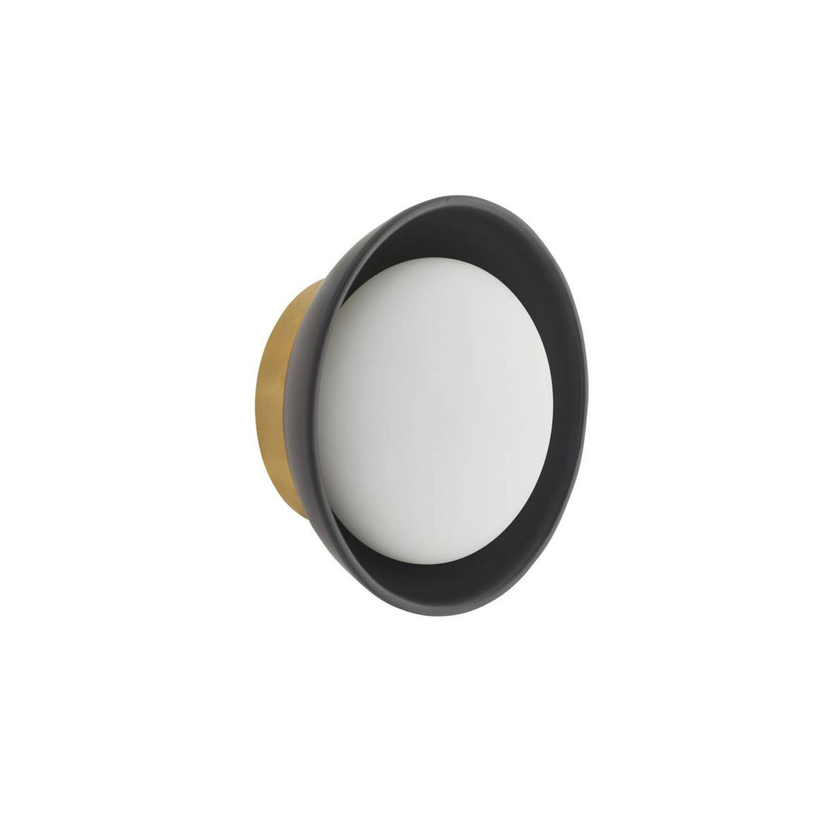 Hanley Wall Sconce 8", Matte Black Ceramic with Brass Accents