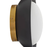 Hanley Wall Sconce 8", Matte Black Ceramic with Brass Accents