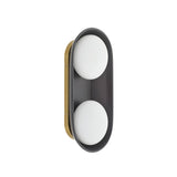 Hanley Double Wall Sconce 16", Matte Black Ceramic with Brass Accents