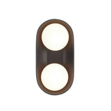 Hanley Double Wall Sconce 16", Matte Black Ceramic with Brass Accents