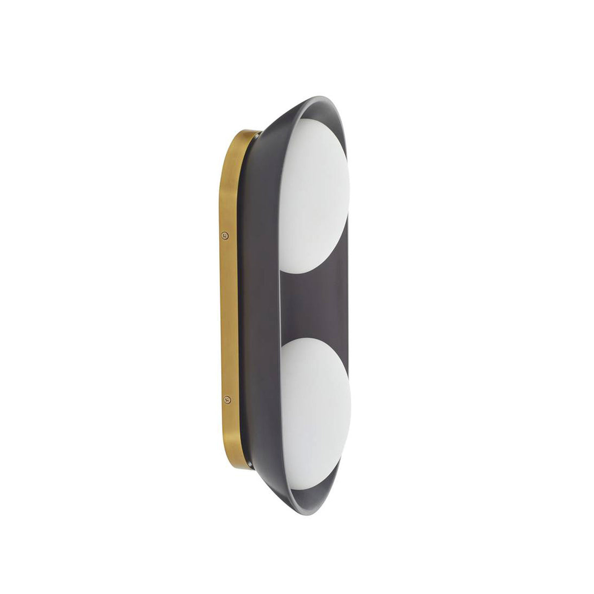 Hanley Double Wall Sconce 16", Matte Black Ceramic with Brass Accents