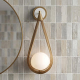 Lorien Wall Sconce 21", Antique Brass and Opal Glass